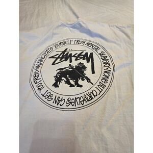 Stüssy Rasta Lion White Short Sleeve T-Shirt Men's Size Xl
